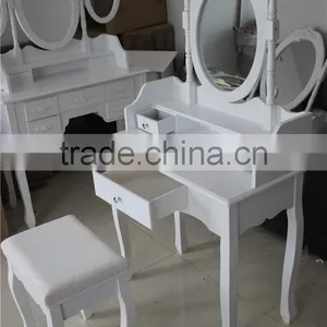 Home Furniture Elegant White Dresser Set With Mirrors And Stool Simple European Style Bedroom Furniture YD-B-1Item 80*40*135cm thumbnail-3