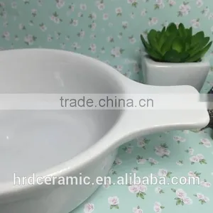 High Quality Stocked White Ceramic Sauce Boat With Handle thumbnail-6