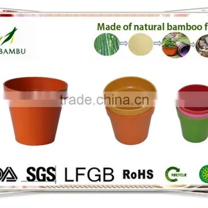 OEM Available No Pollution Antique Bamboo Fiber Flower Pots thumbnail-1