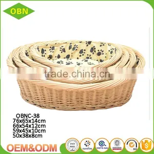 Wholesale Custom Eco-friendly New Style Comfortable Decoration Cheap Willow Wicker Basket for Pet thumbnail-1