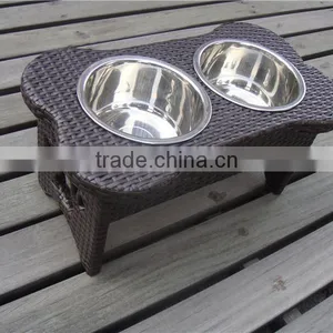 Stainless Steel Rattan/Wicker Dog Bowl thumbnail-6