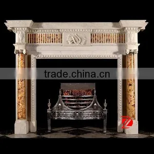 Stone Mixed Color Fireplace Surround With Column thumbnail-1