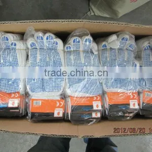 DDSAFETY Bleach Cotton String Knit Gloves With Blue PVC Dots Safety Gloves thumbnail-5