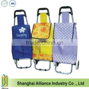Shopping Trolley Handy Polyester Bag Brown Grocery Wheeled Storage Grocery Cart thumbnail-1