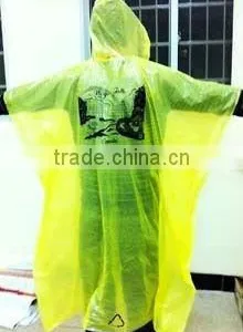 Yellow Plastic Rain Poncho With Hood thumbnail-1