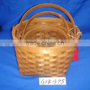 Natural Bamboo Storage Basket With Handle Eco-frienly Round Shape thumbnail-1