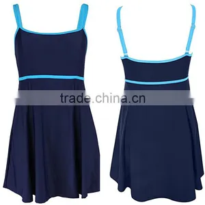 Backless Swimsuit Wholesale Women Ladies Bandeau Color Contrast Swimdress One Piece Bathing Suit High Waisted Swimsuit thumbnail-1