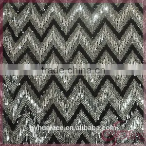 New Arrival V-shape Design Wholesale Cheap Sequin Lace Fabric for Party Dress thumbnail-3