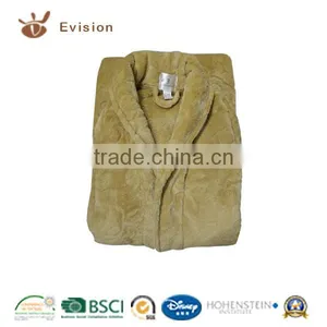 2016 NEW Microfiber Coral Fleece Bathrobe With Gold Color thumbnail-1