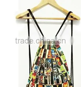 Custom Canvas Print Candy Color Backpack With String thumbnail-3