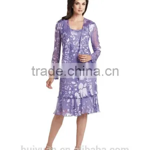 3 Colors Long Sleeve Knee Length Mother Party Dress thumbnail-3