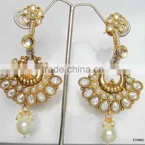 Polki Gold Plated Dangler EARRINGS thumbnail-1
