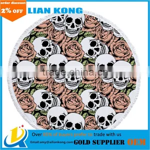 Wholesale Bulk Custom Printed India Mandala Large Round Beach Towel With Tassel thumbnail-1