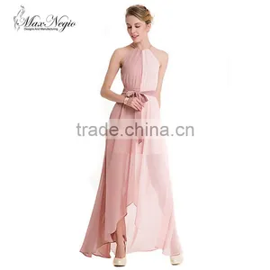 Maxnegio Sexy Fashion Summer Maxi Patchwork Halter Dress With Belt and Tassel Eveing Dress thumbnail-1