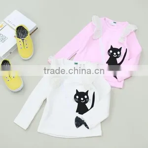 Cartoon Cat Print Children Long Sleeve Lovely Kids Brand t Shirt thumbnail-4