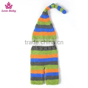 2pcs Set Handmade Cute Unisex Baby Boy Girl Newborn Knitted Knitted Hat and Pants thumbnail-2