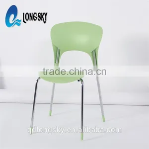 LS-4013 High Quality Wholesale PP Stacking Plastic Chair for Sale Plastic Dining Chair With Metal Legs thumbnail-2