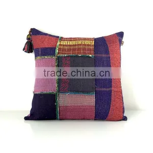 Kantha Cushion, Kantha Quilt Pillow, Kantha Pillow Case, Ooak thumbnail-5