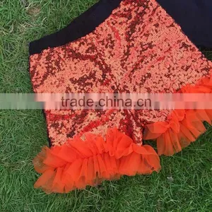 Halloween Gost Sequins Short Outfits Girls Print Suit Long Sleeves Top Set With Matching Necklace and Headbans Set thumbnail-3