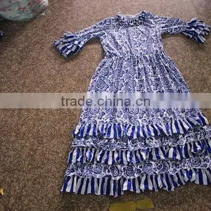 Kids Wear Party Dresses Child Cotton Frocks Design Teen Girl Ruffle Matching Dresses Baby Girl Floral Print Clothing thumbnail-1