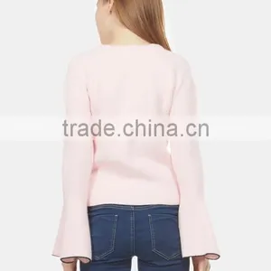 Winter New Fashion Wide Cuff Knitted Crewneck 100% Cotton Sweater With Wholesale Peice thumbnail-3