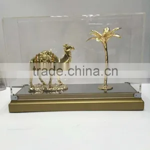 24K GOLDEN PLATING CAMEL AND PALM TREE Arabic Traditional Gifts thumbnail-1