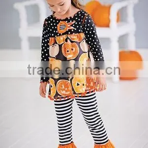 Wholesale Pumpkin Printed Halloween Children Outfits thumbnail-1