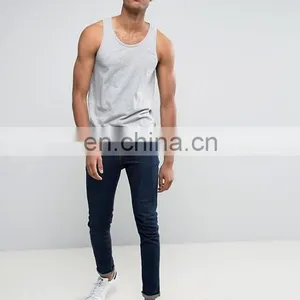 Gym Trainning Custom 95% Cotton 5% Spandex White Formal Mens Stringer Tank Top Men thumbnail-4