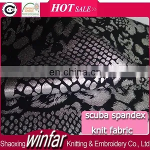 Winfar Textile Knit Hot Sell 94% Polyester 6% Spandex Silver Foil Print Scuba Fabric thumbnail-1
