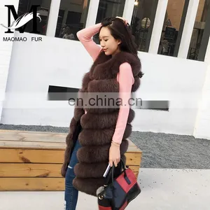 Russian Style Real Fox Fur Vest for Women Luxurious Handmade Long Vest thumbnail-4