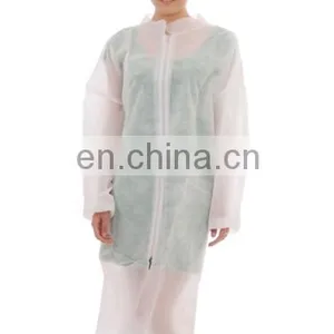 Disposable Lab Gown With Knit Collar and Zipper thumbnail-1