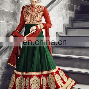 Beige Colored Pure Georgette Traditional Wear Suit. thumbnail-1