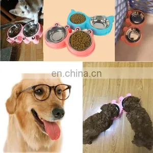 Cheap Wholesale Price Dropshipping 2 in 1 Stainless Steel Bowls, Anti-slippery Mat Cartoon Shape Detachable Pets Bowls (Pink) thumbnail-4