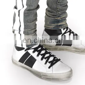 DiZNEW Dirty Indigo White Side Broken Track Ripped Denim Jeans Men thumbnail-6