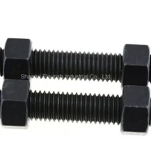 M4 - M48 Double Ended Bolt , Carbon Steel Full Thread Stud Bolt Black Color thumbnail-1
