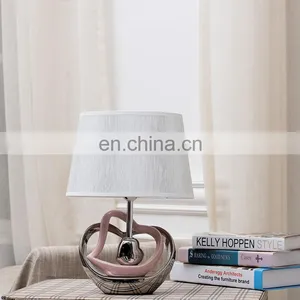 Novel Gift Item Custom Heart Shape Ceramic Base Cheap Office Hotel Pink Custom Table Lamps for Home Decor thumbnail-1