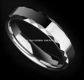 Tire Pattern Brushed Grooved Tungsten Gold Ring thumbnail-1