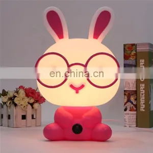 Lovely EU Plug Plastic Baby Bedroom Lamp Animal Led Night Light Rabbit Sleep Luminaria for Kids thumbnail-1