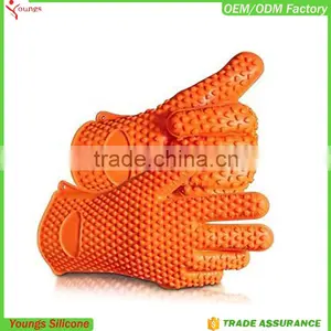 Silicone Oven Gloves With Fingers FDA Waterproof Glove BBQ Safety Glove thumbnail-2
