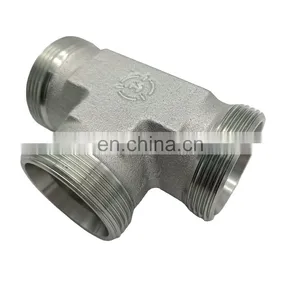 Carbon Steel Tee Pipe Fitting Hydraulic Connector Haihuan O Rings Cutting Sleeve Type Tee thumbnail-1