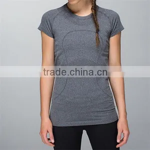 Light Orange Yoga Clothing Quick Dry T-shirts thumbnail-2