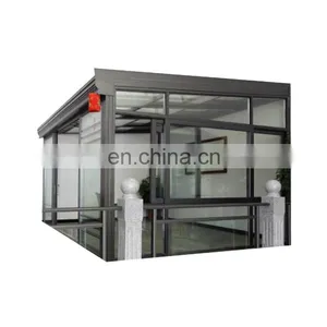 Patio Enclosure Aluminium Sunrooms Gazebo Glass Garden Greenhouse Flat Roof Inclined Sun Room thumbnail-1