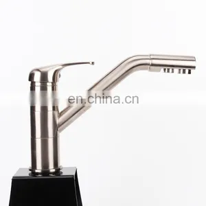 Single Handle Three Way Brass Kitchen Faucet Chrome Plated,Matte Chrome Satin Nickel Kitchen Faucet thumbnail-1