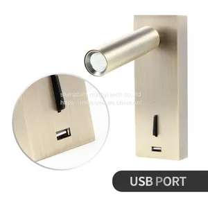 Meanyee Wall Mounted Reading Lamp Led Bedside Lights Headboard Lamps With Switch / USB Charger Port / Adjustable Arm / 3Watts Led /Bronze Finished/MY-WN218T thumbnail-2