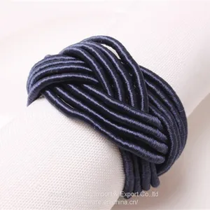 Wholesale Handmade Wedding Purplish Blue Black Colored Woven Napkin Ring thumbnail-1