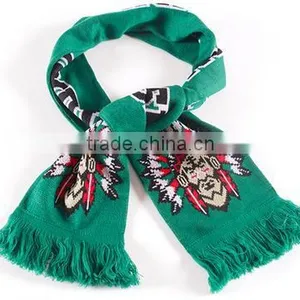 High Quality Custom Design Wholesale Acrylic Jacquard Knitted Soccer Football Fan Scarf thumbnail-1