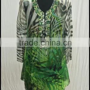 Chiffon Printed Blouse for Middle Aged Women thumbnail-1