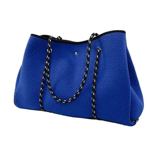 Large Capacity Beach Bags Portable Perforated Neoprene Women Beach Tote Bag thumbnail-1