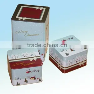 Square Christmas Gift Packaging Tin Box Set thumbnail-1