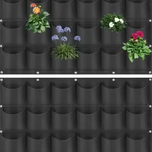Eco-friendly Felt Multi-pocket Vertical Hanging Garden Planter Breathable Wall Mounted Grow Bags for Vegetables thumbnail-1